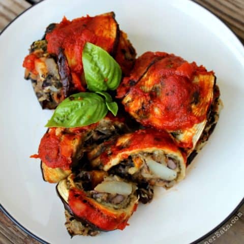 Vegan Eggplant Roll Ups with Black Bean-Potato Filling-image