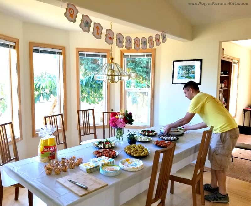 Vegan baby shower preparations and menu